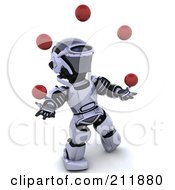Royalty Free RF Clipart Illustration Of A 3d Silver Robot Juggling Red Balls
