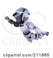 Poster, Art Print Of 3d Silver Robot Flying