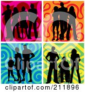 Poster, Art Print Of Digital Collage Of Groups Of Silhouetted People Over Colorful Backgrounds