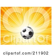 Soccer Ball On A Shiny Orange Background