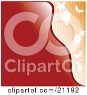 Clipart Illustration Of A Red Waving Background With An Orange Striped Border Of Grapes On A Vine And Butterflies