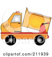 Royalty Free RF Clipart Illustration Of An Orange Dump Truck