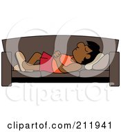 Relaxed Indian Dad Napping On A Couch