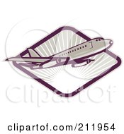 Royalty Free RF Clipart Illustration Of A Commercial Plane Logo by patrimonio
