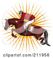Jockey Leaping On A Horse