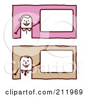 Royalty Free RF Clipart Illustration Of A Digital Collage Of A Stick Business Man And Woman With Blank Signs by NL shop
