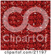 Poster, Art Print Of Red Background Of Shiny Disco Mosaic Squares