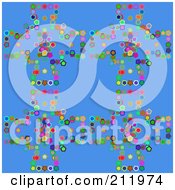 Royalty Free RF Clipart Illustration Of A Seamless Repeat Background Of Colorful Shapes On Blue by chrisroll