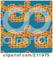 Royalty Free RF Clipart Illustration Of A Seamless Repeat Background Of Orange And Purple Petals Blue