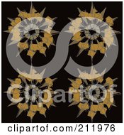 Royalty Free RF Clipart Illustration Of A Seamless Repeat Background Of Yellow Floral Bursts On Black