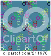 Poster, Art Print Of Seamless Repeat Background Of Colorful Circles On Blue
