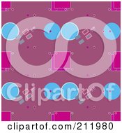 Poster, Art Print Of Seamless Repeat Background Of Blue And Pink Circle And Squares