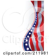 Royalty Free RF Clipart Illustration Of A Wave Of American Stars And Stripes Over White And Faint Blue