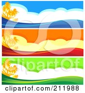 Poster, Art Print Of Digital Collage Of Three Colorful Tropical Island Website Borders