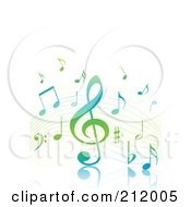 Royalty Free RF Clipart Illustration Of A Gradient Wave Of Green And Blue Music Notes