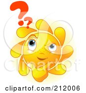 Poster, Art Print Of Confused Sun Face Thinking With A Question Mark