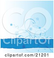 Poster, Art Print Of Curly Pant With Flowers Over A Blue Wintry Background At A Lake