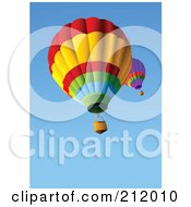 Poster, Art Print Of Lower View Of Two Hot Air Balloons In A Clear Blue Sky