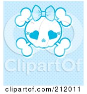 Poster, Art Print Of Blue Girly Skull With A Bow