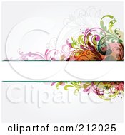 Poster, Art Print Of Blank Box Borderd By Colorful Vine Scrolls On An Off White Background