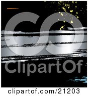 Black Background With Shiny Chrome And Colorful Grunge Splatters