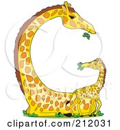Royalty Free RF Clipart Illustration Of A Baby And Mother Giraffe Forming The Shape Of The Letter G by Maria Bell