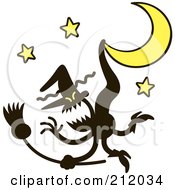 Poster, Art Print Of Evil Witch Stuck On A Crescent Moon