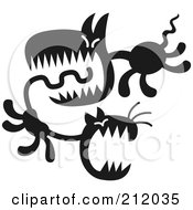 Royalty-Free Rf Clipart Illustration Of An Abstract Mean Dog Chasing A Cat