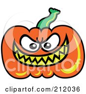 Poster, Art Print Of Plump Orange Pumpkin With A Mean Yellow Grin