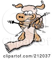 Royalty Free RF Clipart Illustration Of A Sheep Knitting A Wool Scarf by Zooco #COLLC212037-0152