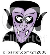 Royalty Free RF Clipart Illustration Of A Grinning Purple Dracula Face by Zooco