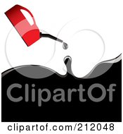 Royalty Free RF Clipart Illustration Of A Red Oil Can Pouring Out Black Oil by michaeltravers