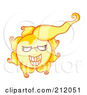 Royalty Free RF Clipart Illustration Of A Happy Sun Face With Curly Hair by Cherie Reve