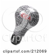 Royalty Free RF Clipart Illustration Of A 3d White Light Bulb With Text And The Word Idea In Red by stockillustrations