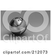 Poster, Art Print Of 3d Black And Silver Globe Of The Americas On Gray