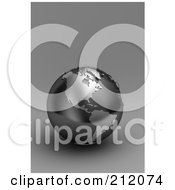 Poster, Art Print Of 3d Black And Silver Globe Of North And South America On Gray