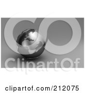Royalty Free RF Clipart Illustration Of A 3d Black And Silver Globe Of Europe And Africa On Gray