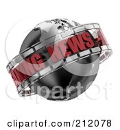 3d Black Red And Silver Breaking News Globe