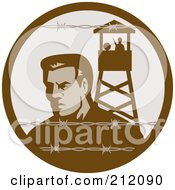 Royalty Free RF Clipart Illustration Of A Prisoner Of War Near A Tower by patrimonio