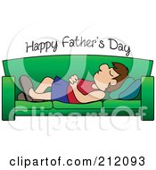 Poster, Art Print Of Happy Fathers Day Text Over A Caucasian Dad Napping On A Couch