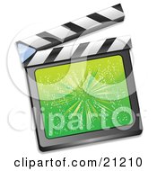 Clipart Illustration Of A Light Burst On A Green Clapperboard On A White Background