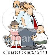 Poster, Art Print Of Baby Grabbing Dads Face From His Back And Two Other Children