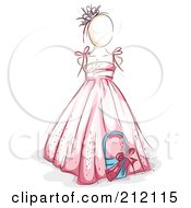 Sketched Flower Girl In A Pink Dress