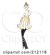 Royalty Free RF Clipart Illustration Of A Sketched Pregnant Woman In An Orange Shirt And Black Pants