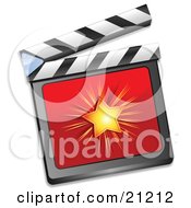 Clipart Illustration Of A Shining Star On A Red Clapperboard Over A White Background by elaineitalia
