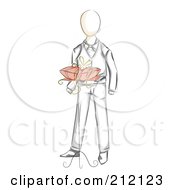 Royalty Free RF Clipart Illustration Of A Sketched Ring Bearer With A Pillow