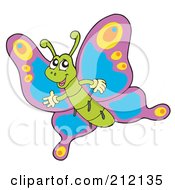 Royalty Free RF Clipart Illustration Of A Cute Waving Butterfly Flying