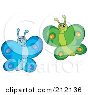 Royalty Free RF Clipart Illustration Of A Digital Collage Of Two Butterflies 4