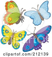 Royalty Free RF Clipart Illustration Of A Digital Collage Of Four Butterflies 2