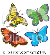 Royalty Free RF Clipart Illustration Of A Digital Collage Of Four Butterflies 1